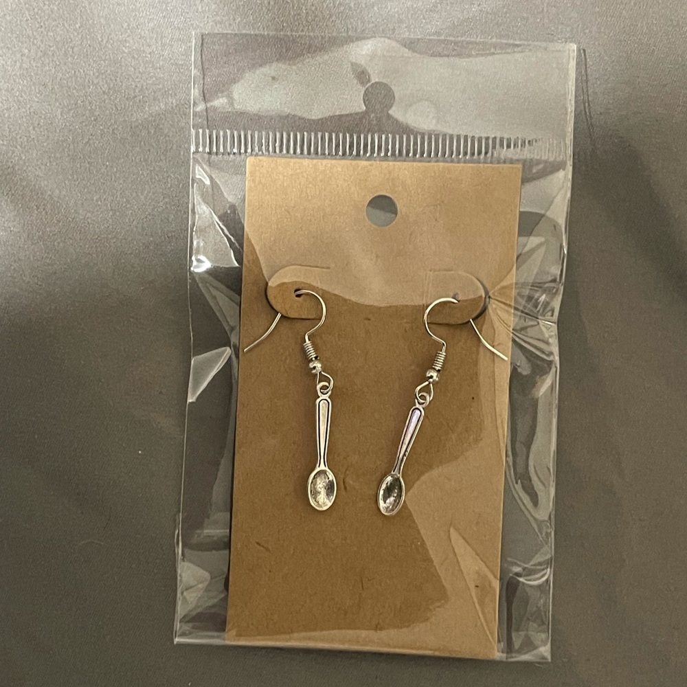 Unique spoon dangling earrings